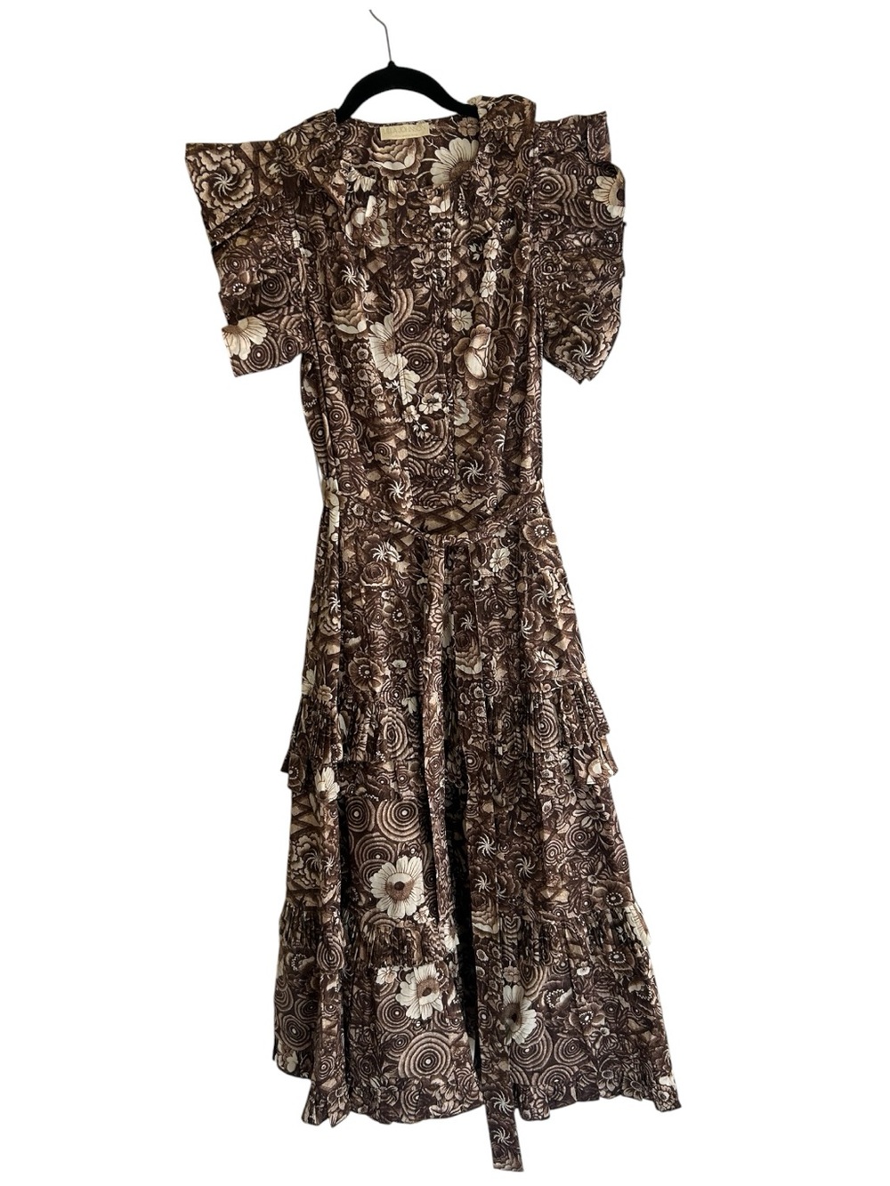 Ulla Johnson Brown Floral Tiered Maxi Dress